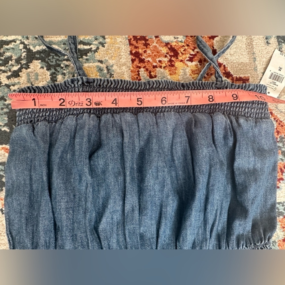 NWT GAP Kids Girls Sz MEDIUM 8-9 Blue Jean Strappy Sleeveless Romper 100% Cotton - Picture 8 of 8